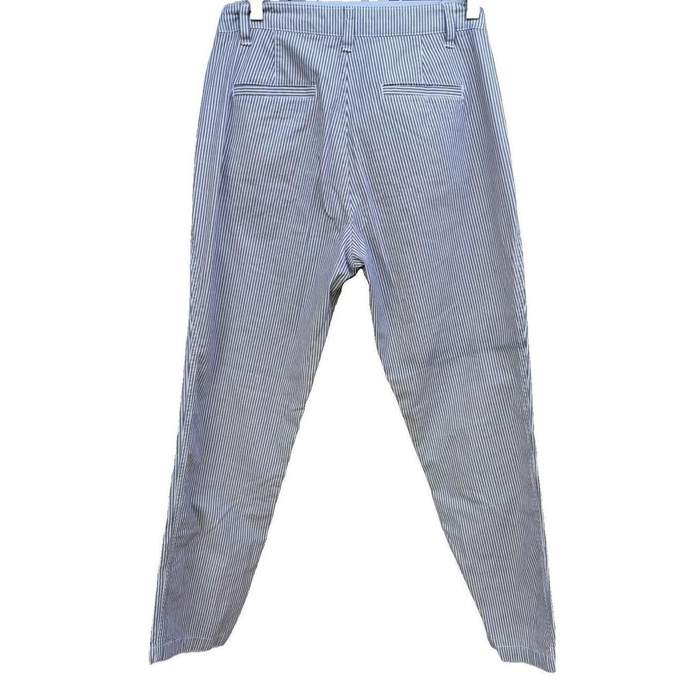 GAP Women's Blue White Striped Straight Crop Pants Girlfriend Khaki Nautical 6 - Picture 2 of 8